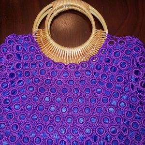 Hand knitted handbag